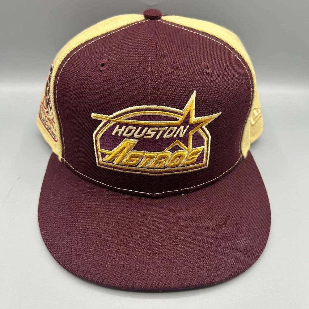 Houston Astros MLB Hat Men 7 5/8 Red Yellow 59Fifty New Era Fitted Cap